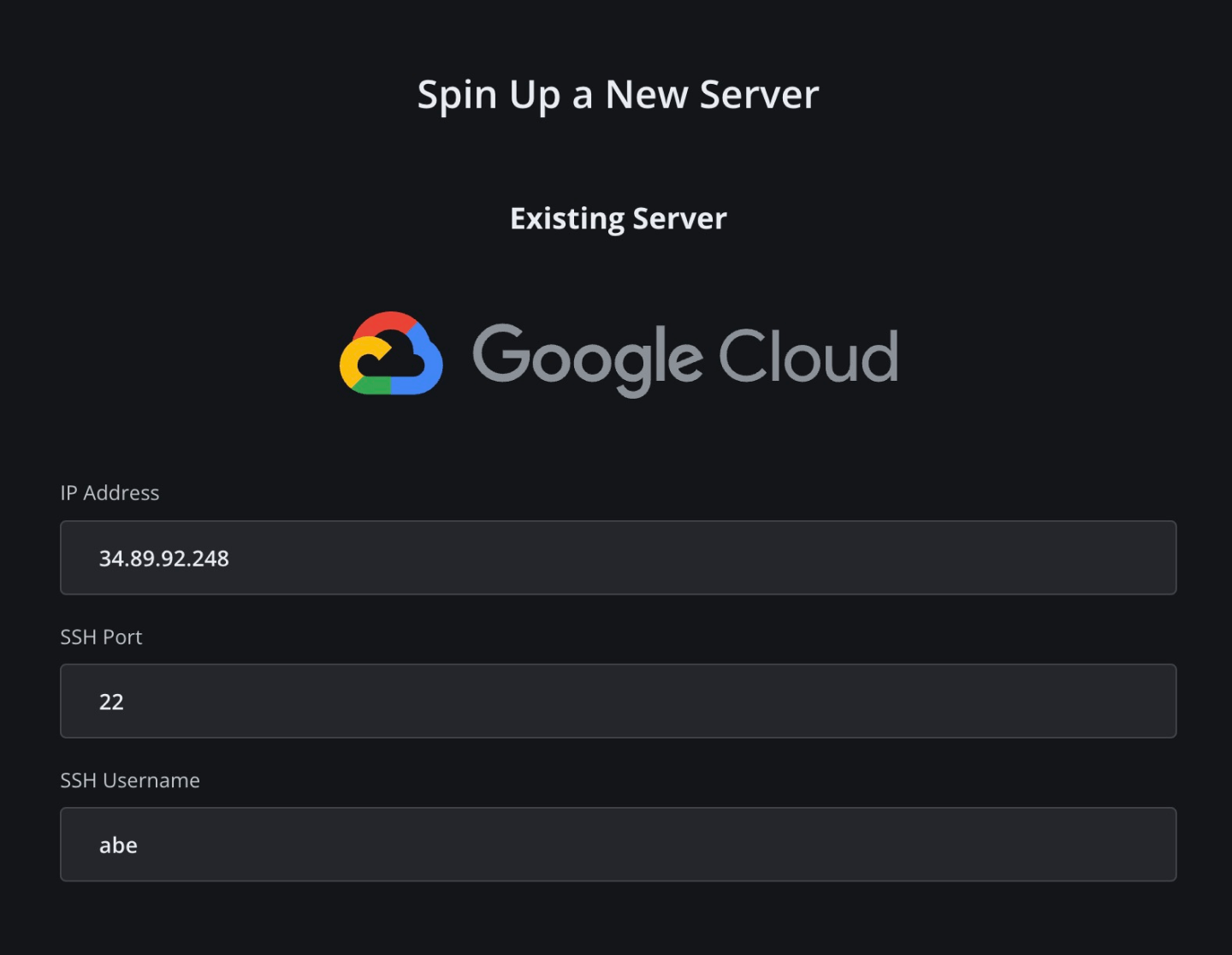 Connect SpinupWP to your new Google Compute Engine VM instance