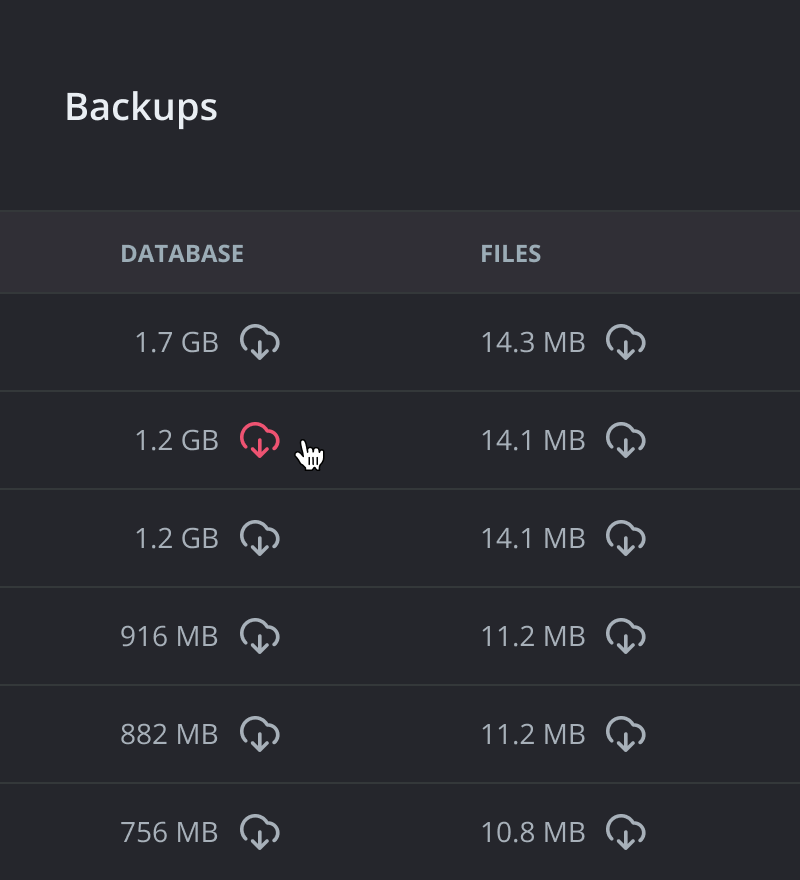 Downloading backups in SpinupWP