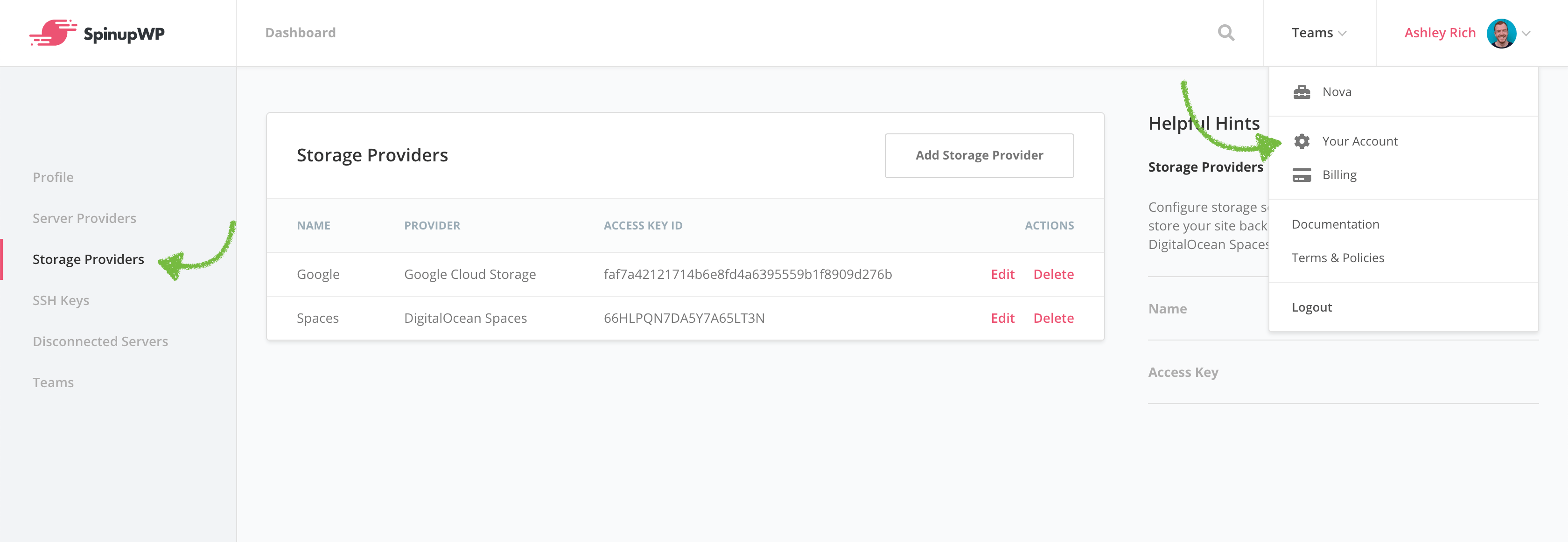 Manage storage providers