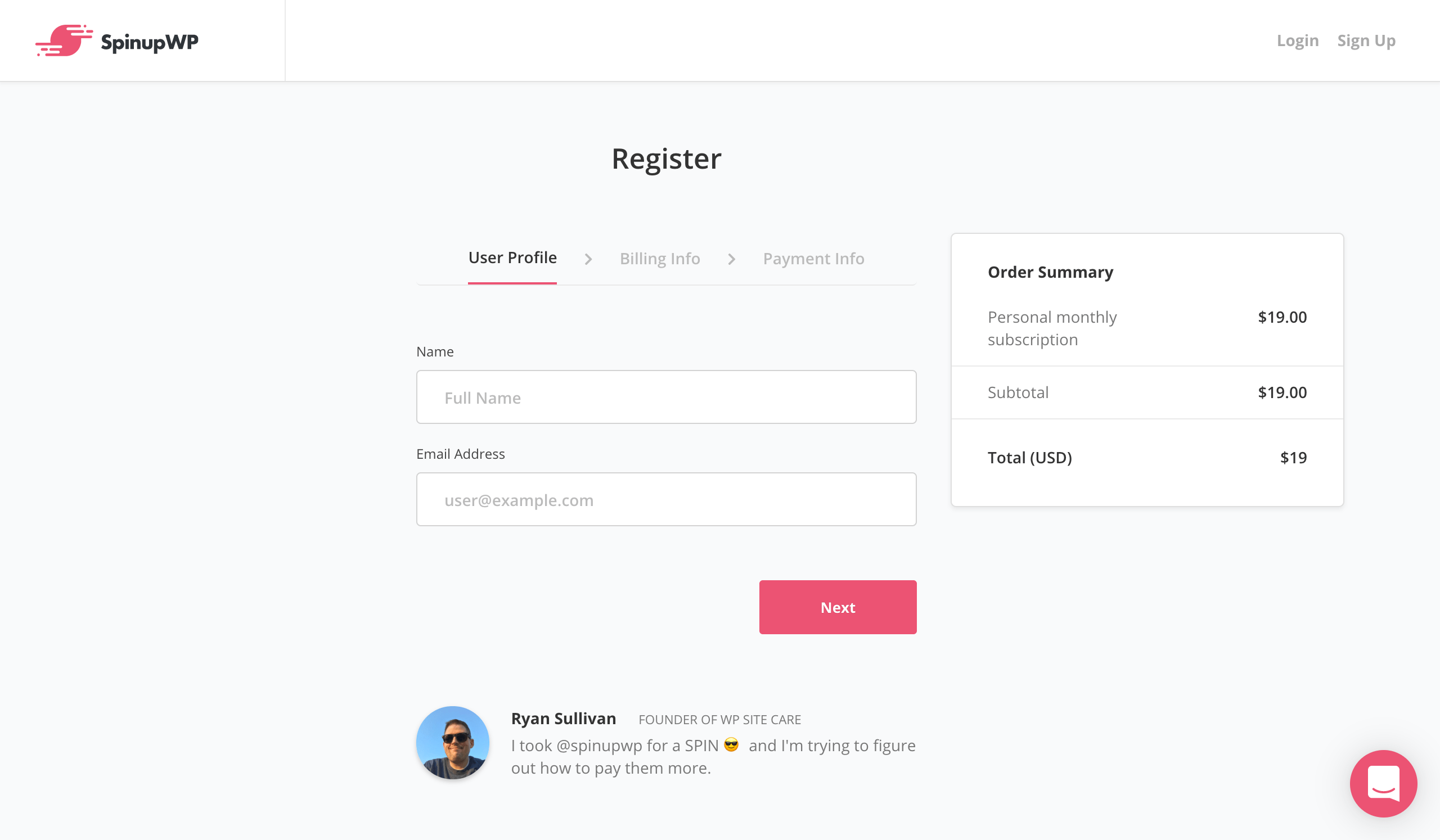 Registering with SpinupWP