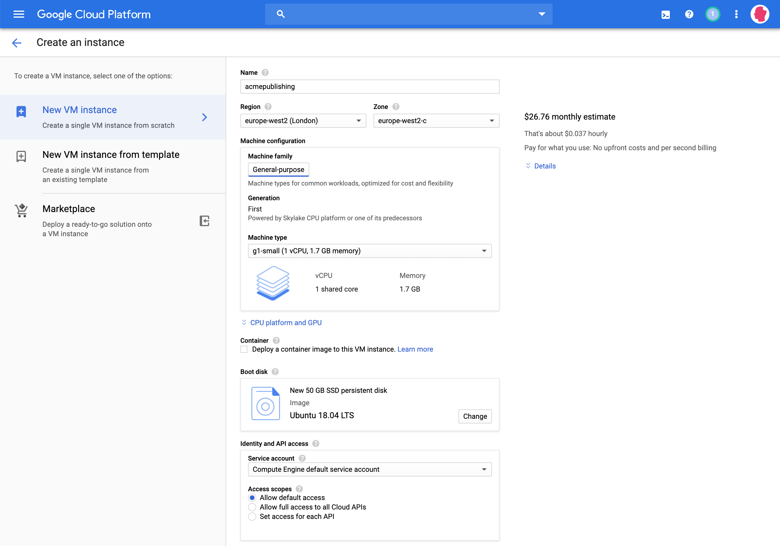 Google Cloud Console