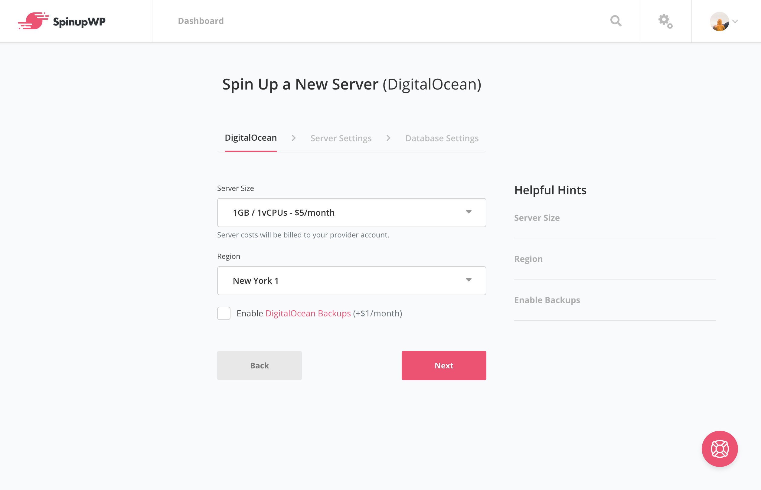 SpinupWP Add New Server