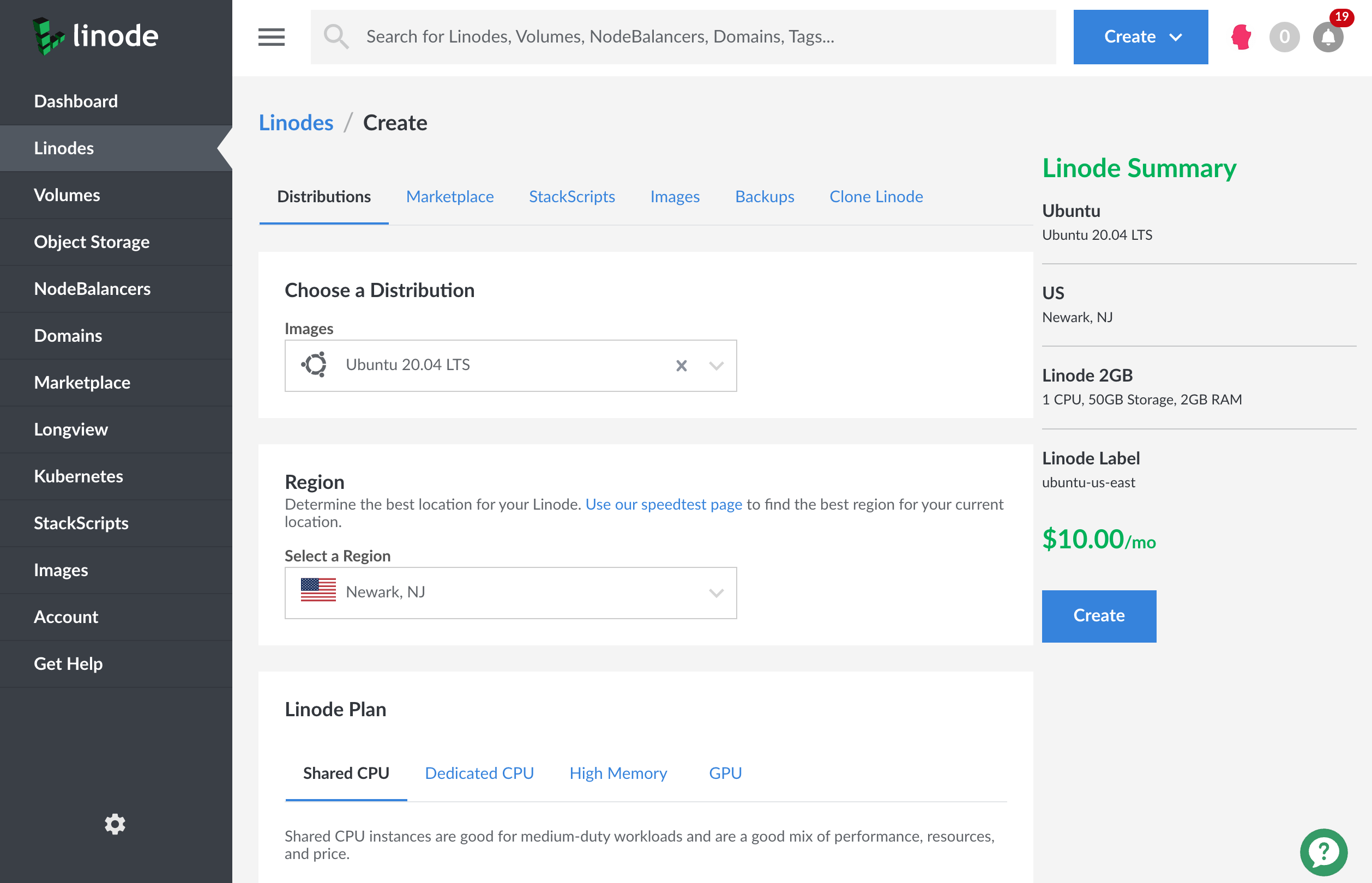 Linode Control Panel