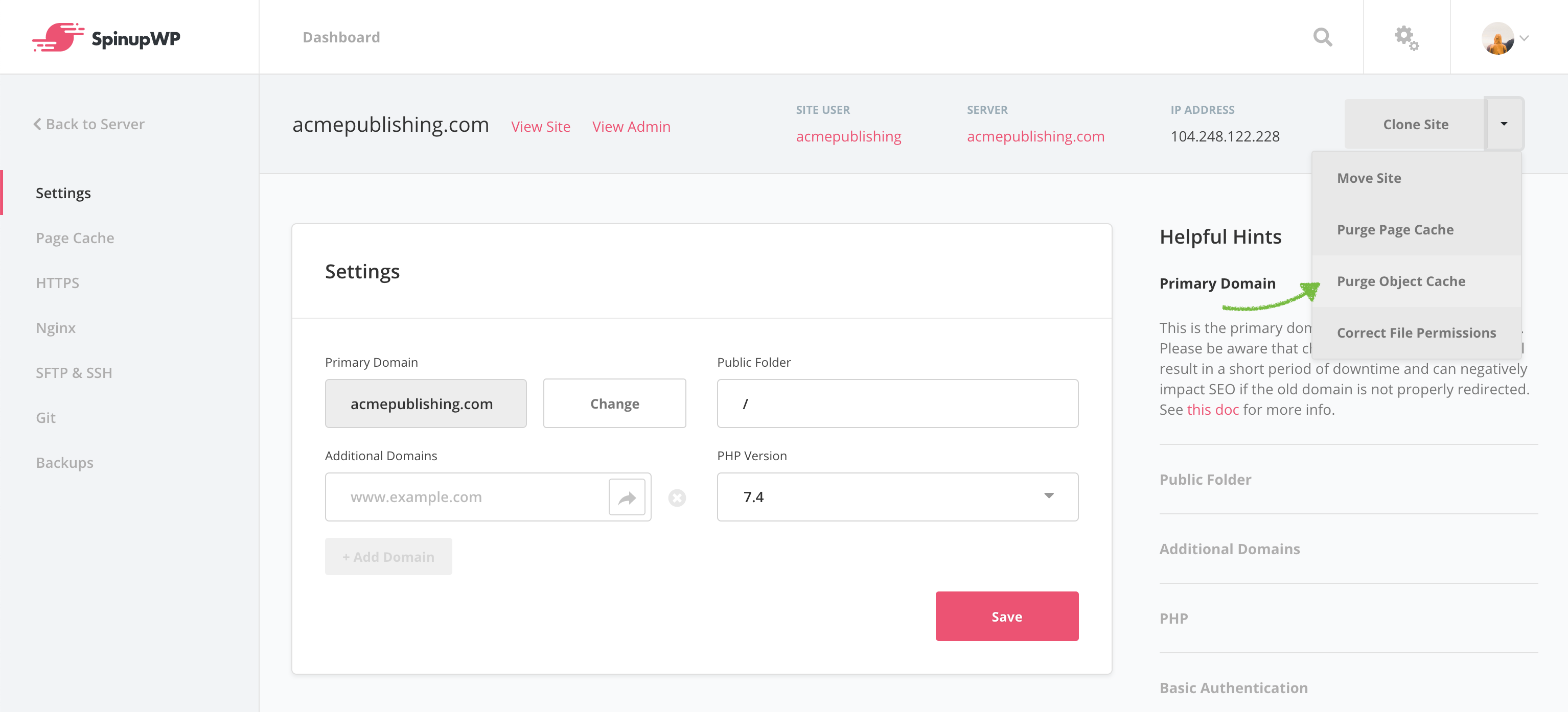 Purge Object Cache in SpinupWP control panel
