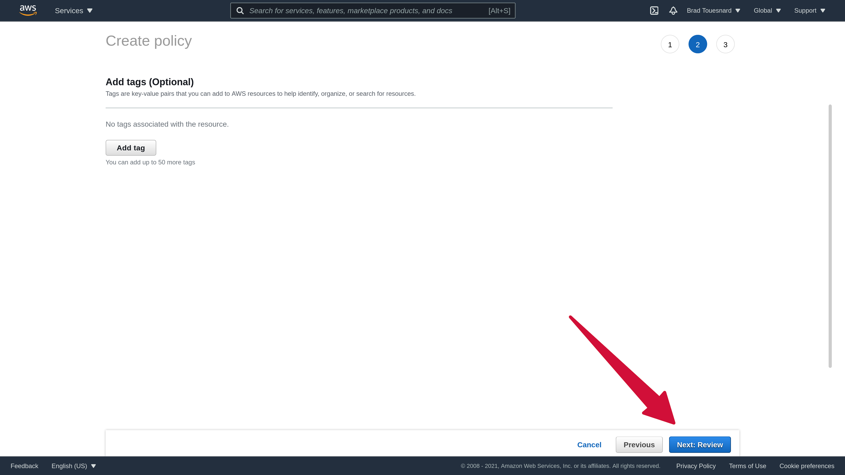 Amazon S3 Create Access Policy Add Tags