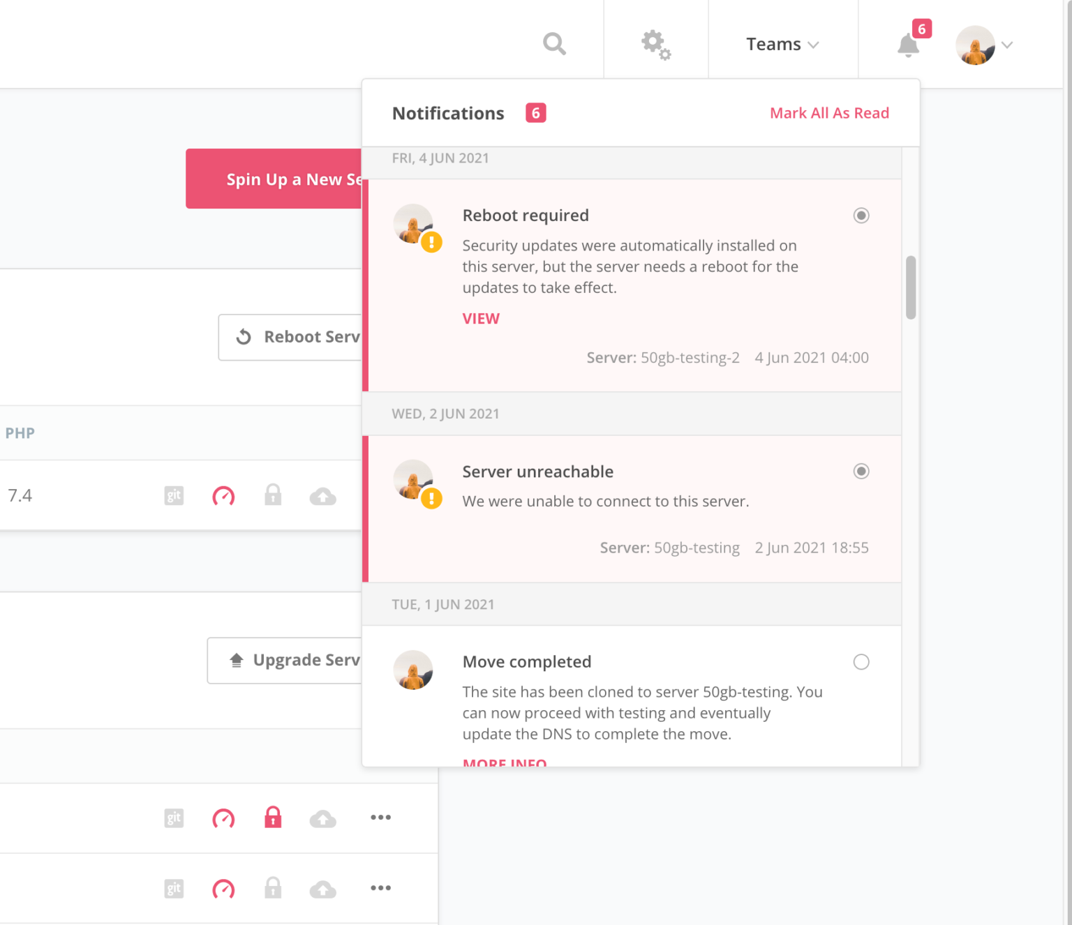 Web notifications - SpinupWP