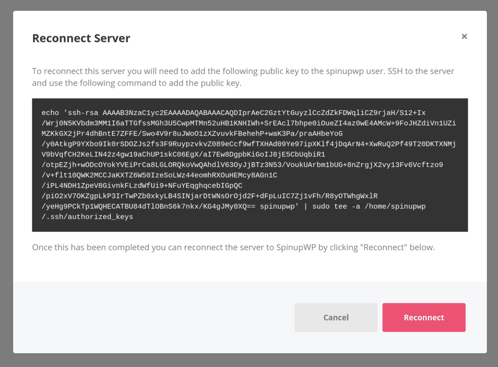 Disconnected Servers SpinupWP