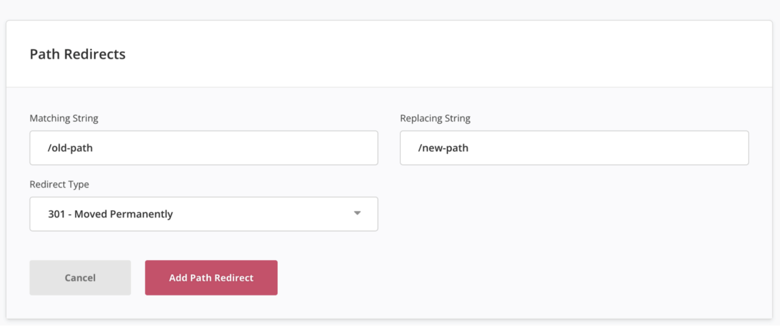 Creating a new Path redirect.