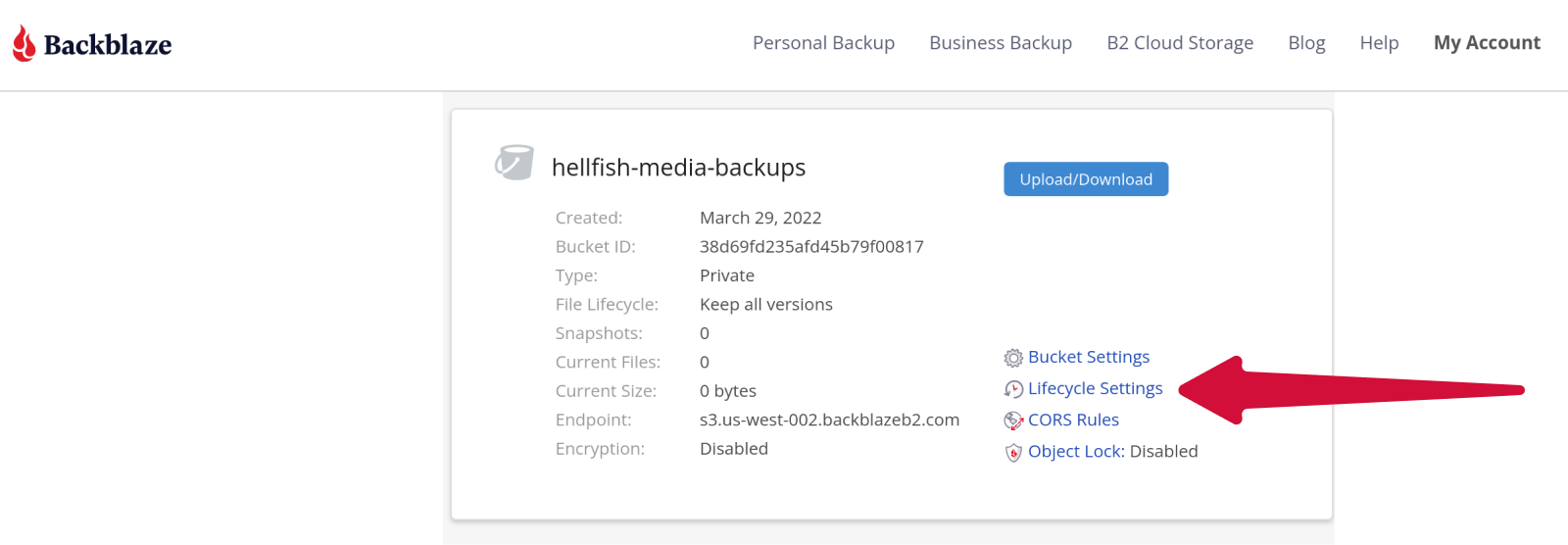 Edit Lifecycle Settings link.