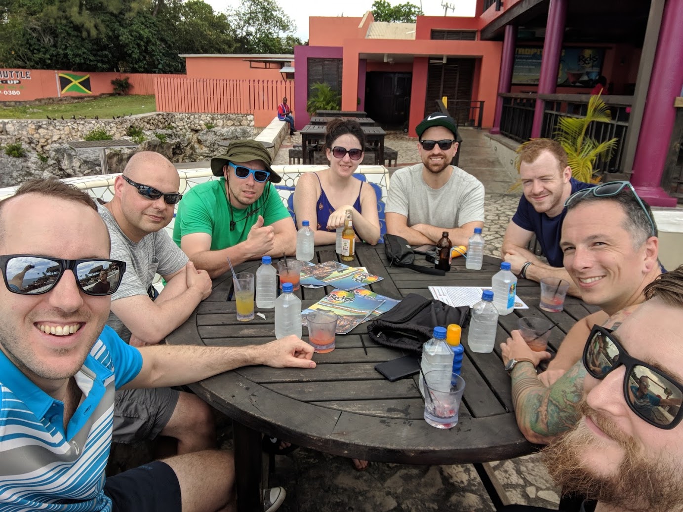 The team drinking at Rick's Cafe