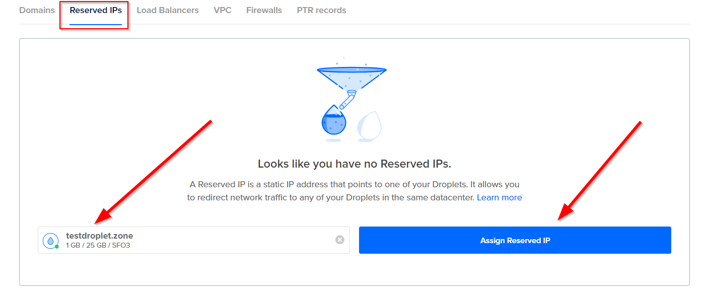 Enable Reserved IP from Networking page