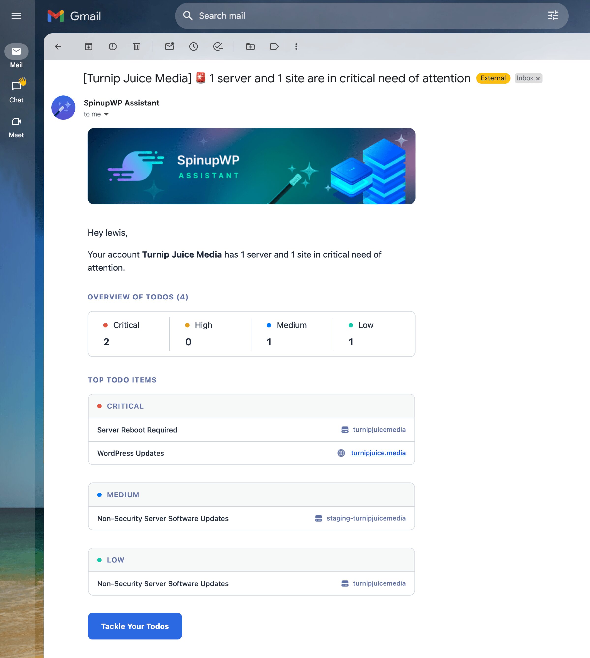 SpinupWP Assistant - Digest email