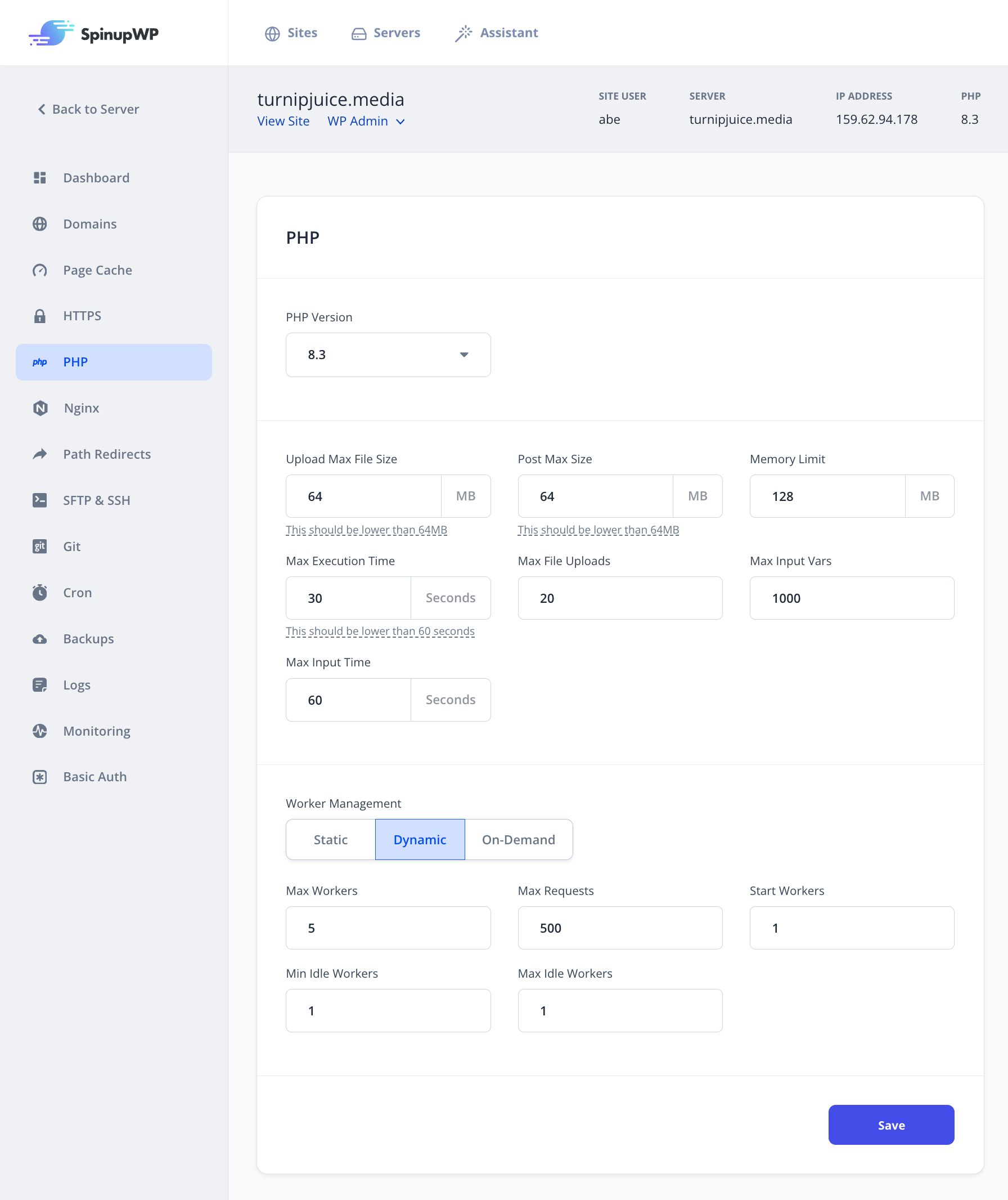 Configure PHP Settings