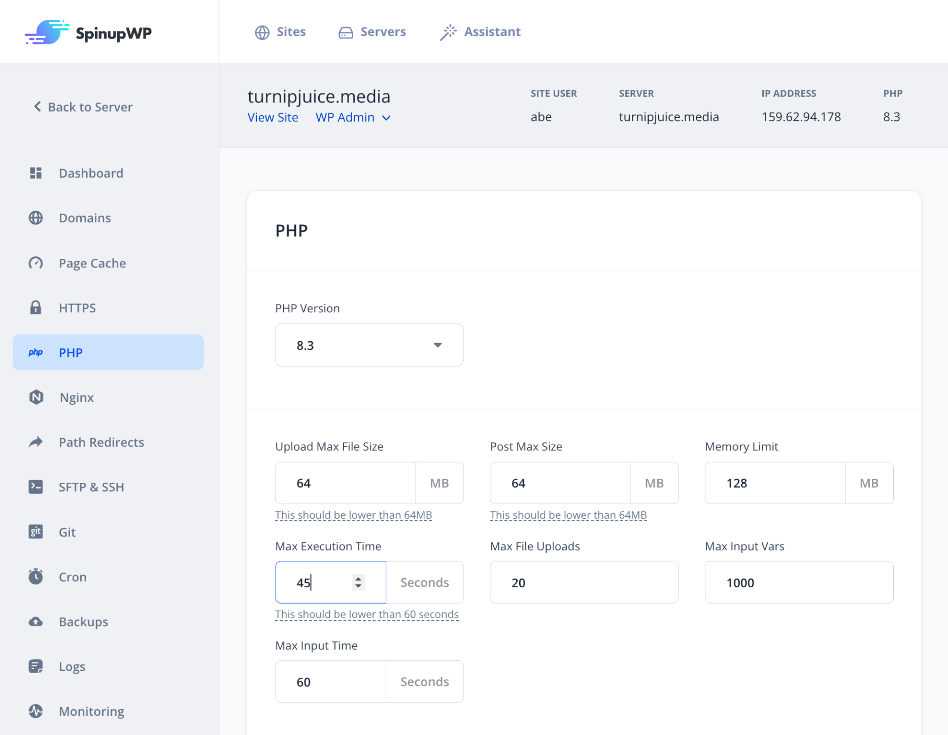 Configure PHP Max Execution Time