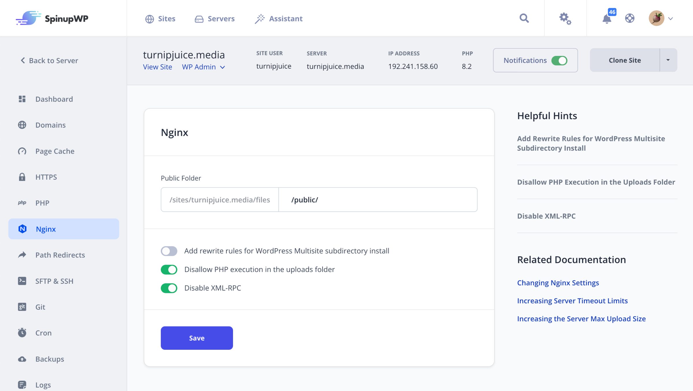 Nginx Settings in SpinupWP