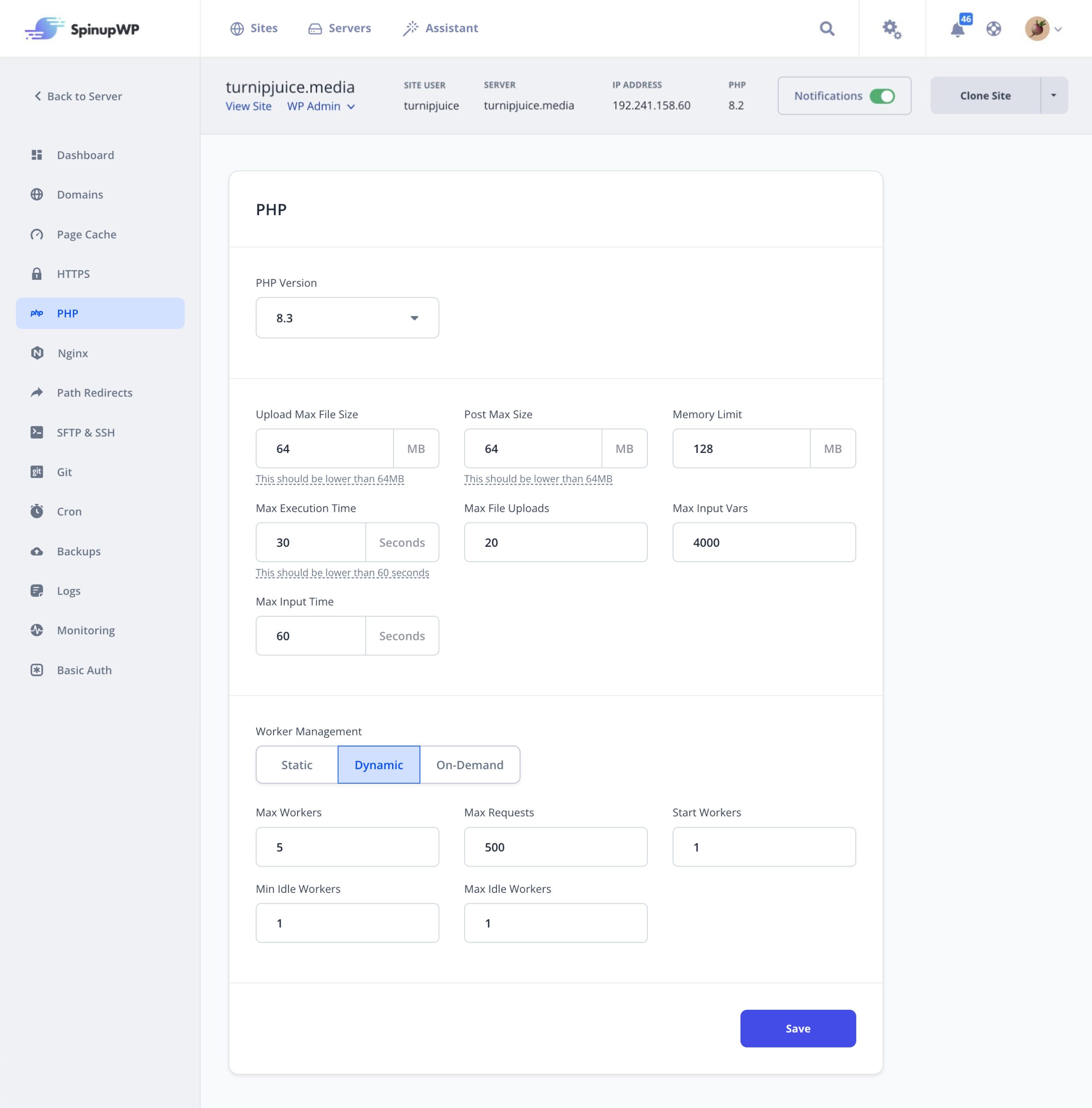 PHP Settings in SpinupWP